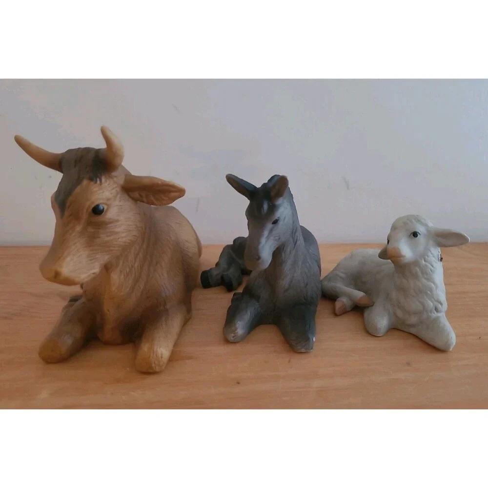 Lot 3 Kirkland Signature Nativity Set 75177  Animals Ox Sheep Donkey Vintage